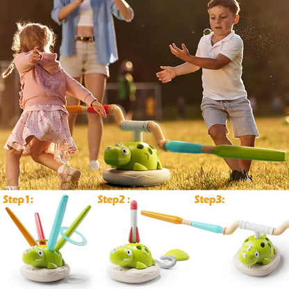 DinoJump 3-in-1 Outdoor Sports Game Set for Kids | Jump Ring, Skipping Rope & Rocket Launcher Toy