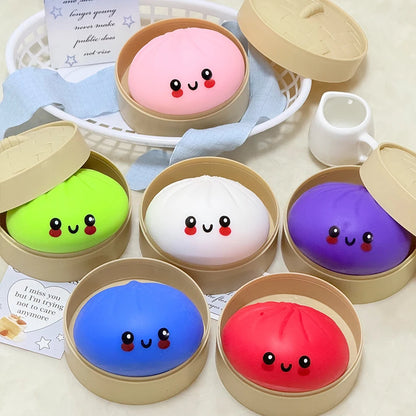 Giant Dumpling Squeeze Toy – Soft Squishy Fidget with Bamboo Steamer 🥟✨
