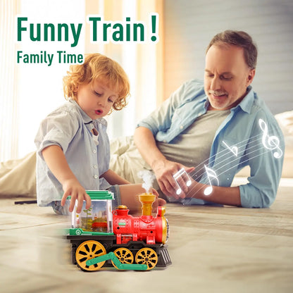 Electric Steam Spray Train Toy with Lights, Sound & Smoke