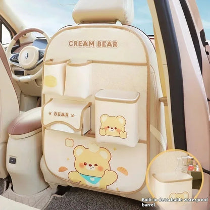 Cute Animal Car Seat Back Organiser – Kids Travel Storage 🐻🚗✨