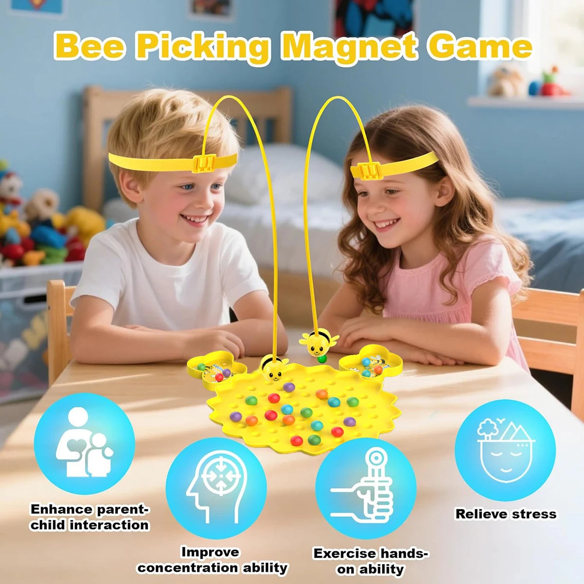 🐝 Little Bees Collect Pearls – Magnetic Tabletop Fishing Game