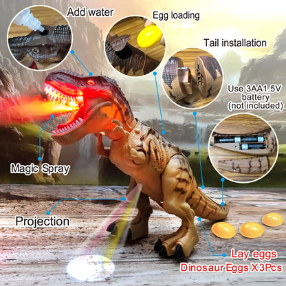 Walking & Egg-Laying Dinosaur Toy with Lights & Spray