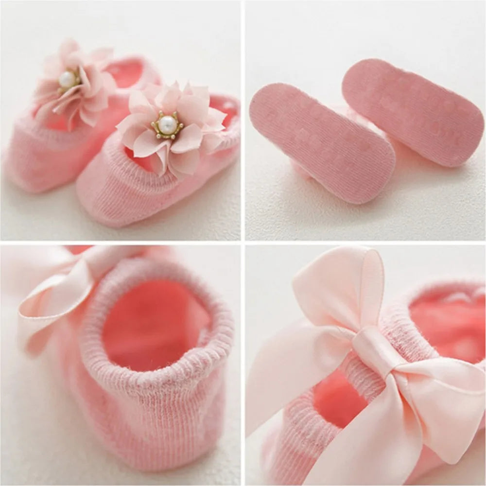 Lace Bloom Baby Socks Set – 3 Pairs 🌸
