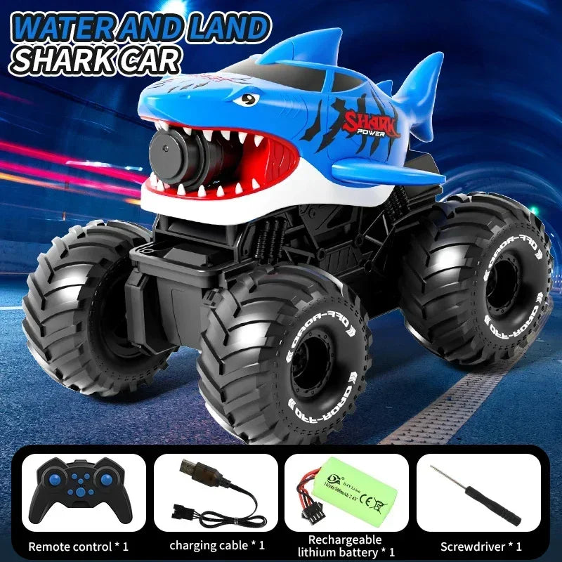 SharkBlaster 2-in-1 Amphibious RC Car & Water Shooter | 2.4G Remote + Gesture Watch Control
