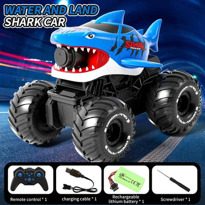 SharkBlaster 2-in-1 Amphibious RC Car & Water Shooter | 2.4G Remote + Gesture Watch Control
