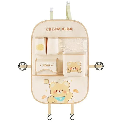Cute Animal Car Seat Back Organiser – Kids Travel Storage 🐻🚗✨