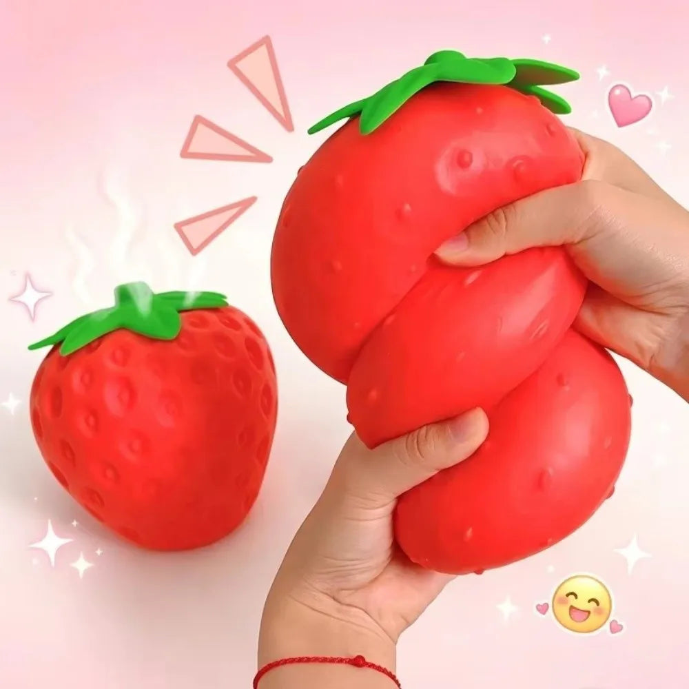 Strawberry Squeeze Ball – Squishy Fidget Toy for Kids 🍓✨