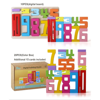 Montessori Wooden Puzzle Blocks – Stacking, Counting & Brain-Building Fun