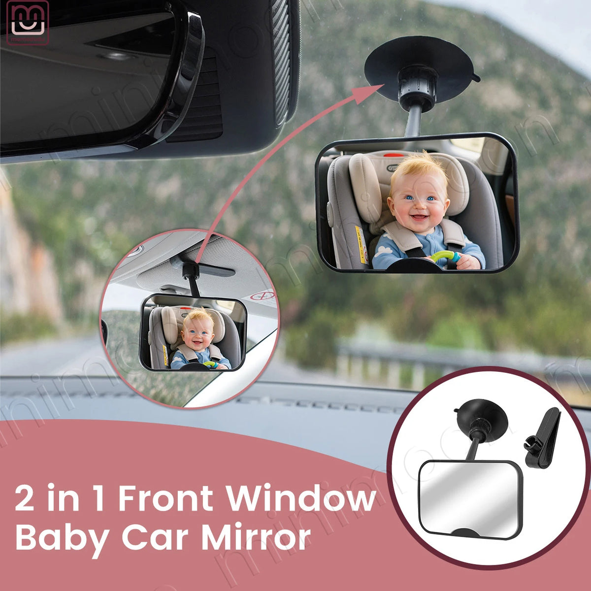 2-in-1 Adjustable Baby Car Seat Mirror – 360° Rotatable 👶🚗