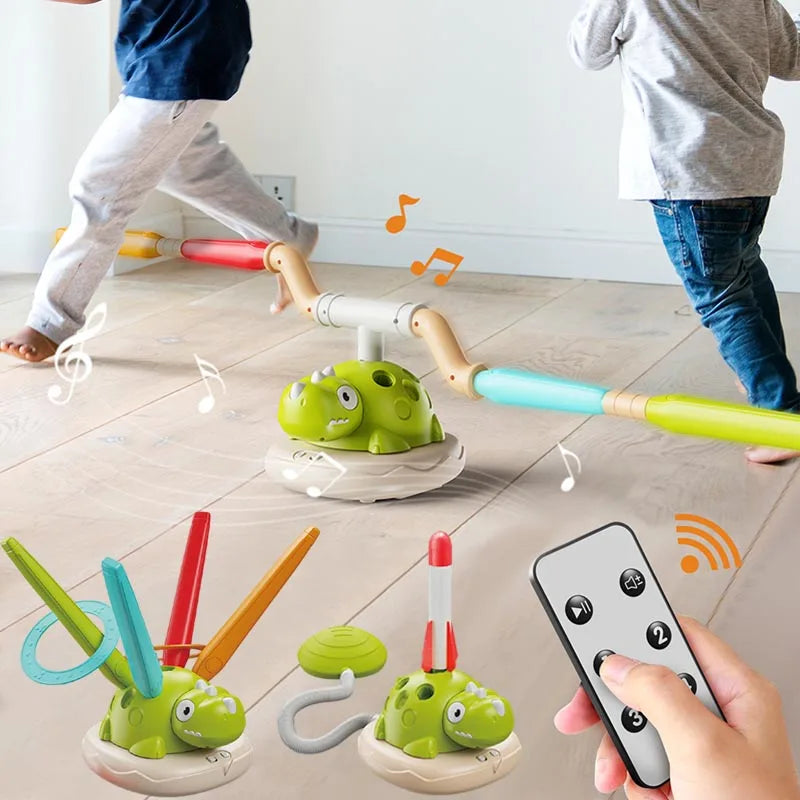 DinoJump 3-in-1 Outdoor Sports Game Set for Kids | Jump Ring, Skipping Rope & Rocket Launcher Toy