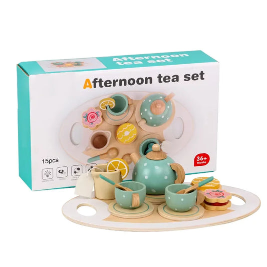 Wooden Tea Set – Pretend Play Food & Role Play Game for Kids