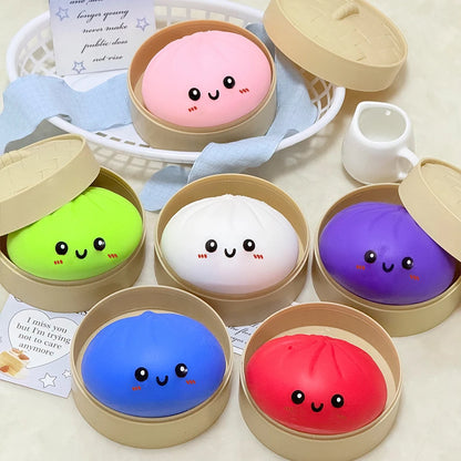 Giant Dumpling Squeeze Toy – Soft Squishy Fidget with Bamboo Steamer 🥟✨