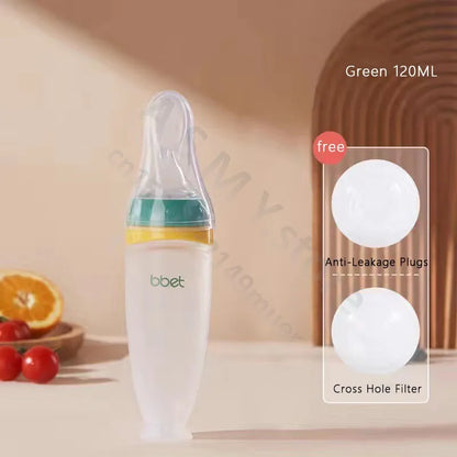 SqueezeFeeder Baby Silicone Feeding Bottle with Spoon