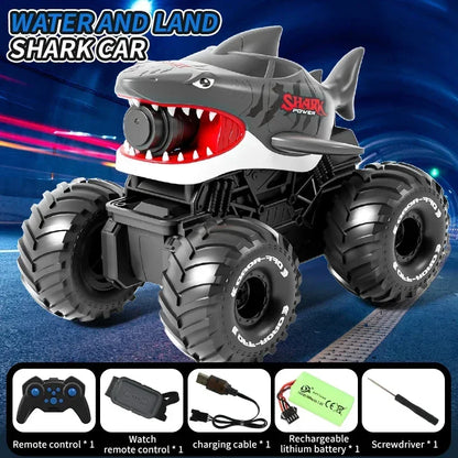 SharkBlaster 2-in-1 Amphibious RC Car & Water Shooter | 2.4G Remote + Gesture Watch Control