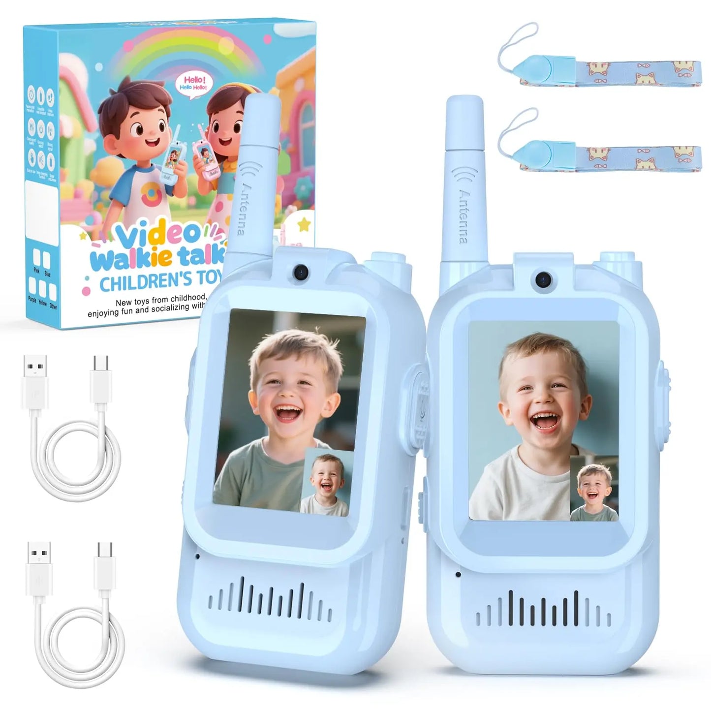 Kids Video Walkie Talkie with HD Screen – Rechargeable Intercom Set