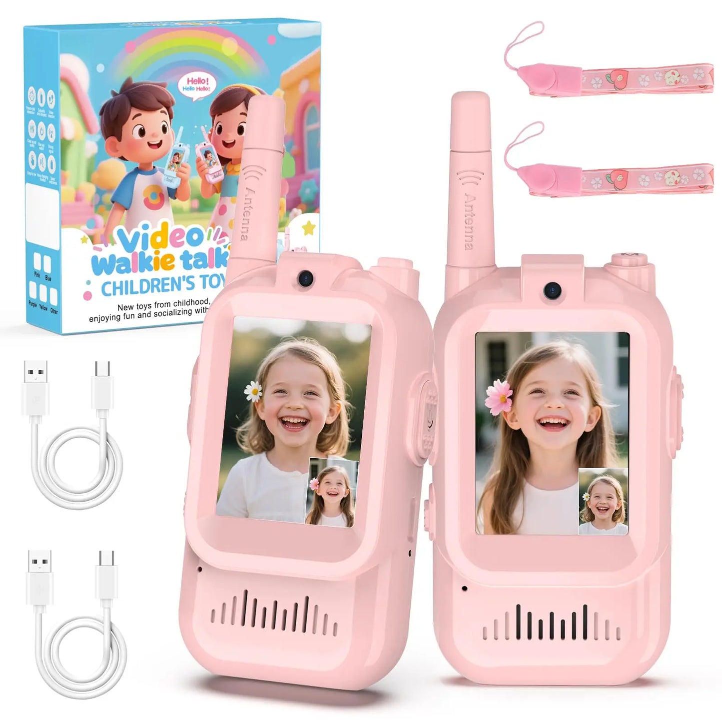 Kids Video Walkie Talkie with HD Screen – Rechargeable Intercom Set