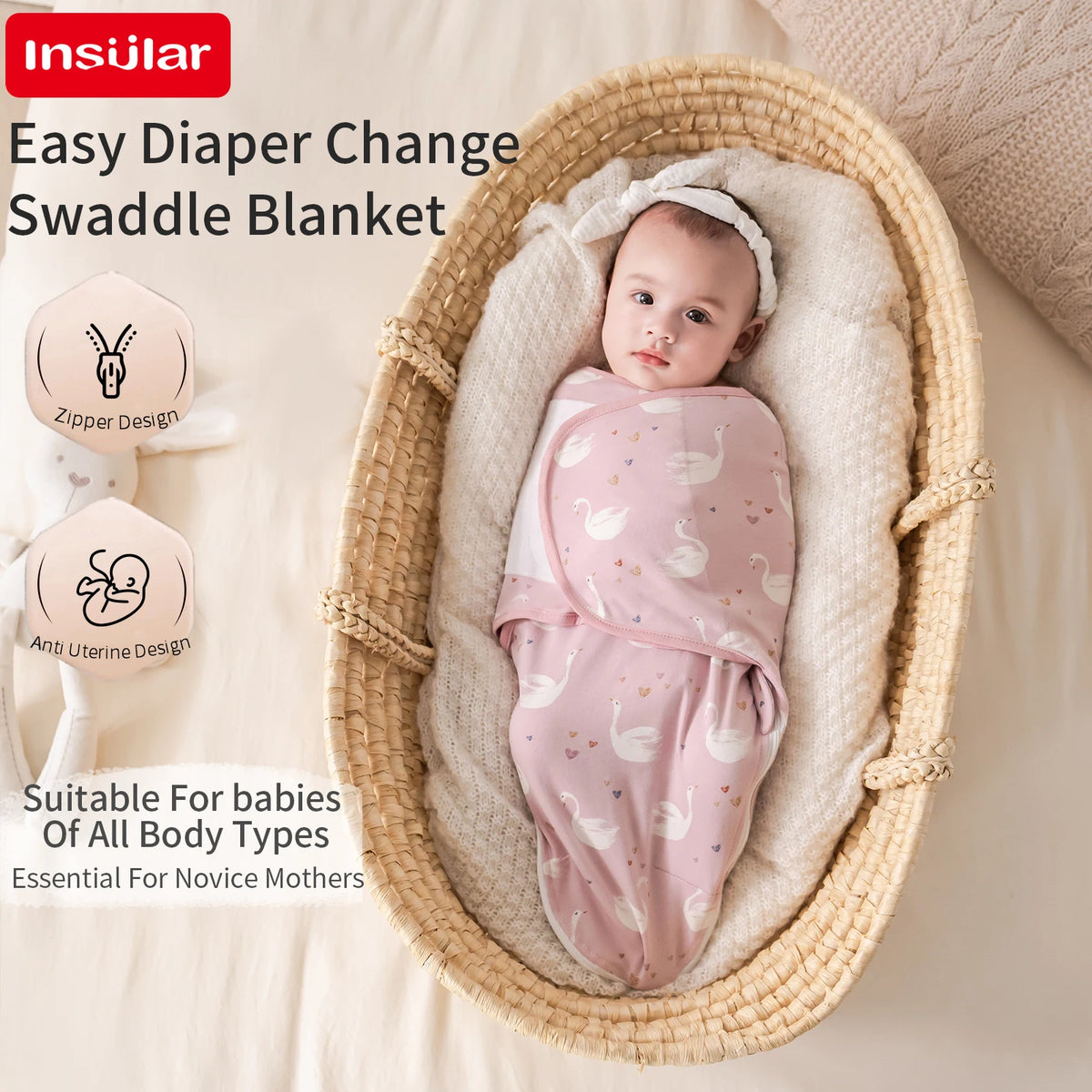 Adjustable Cotton Baby Swaddle Wrap & Hat Set 👶🌙