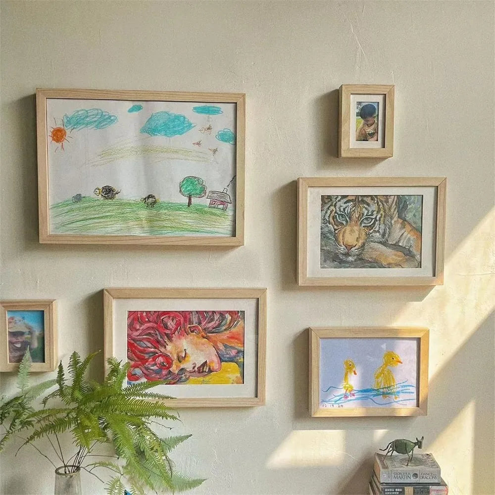 Wooden Rotating Art & Memory Frame – Changeable Display for Photos and Kids’ Artwork
