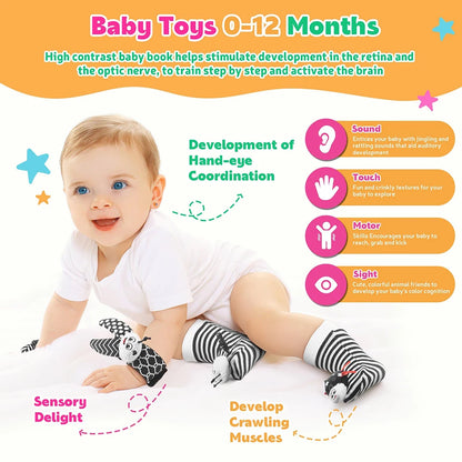 Baby Rattle Socks & Wrist Rattles – Cute Animal Foot Finder Set