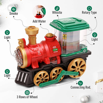 Electric Steam Spray Train Toy with Lights, Sound & Smoke