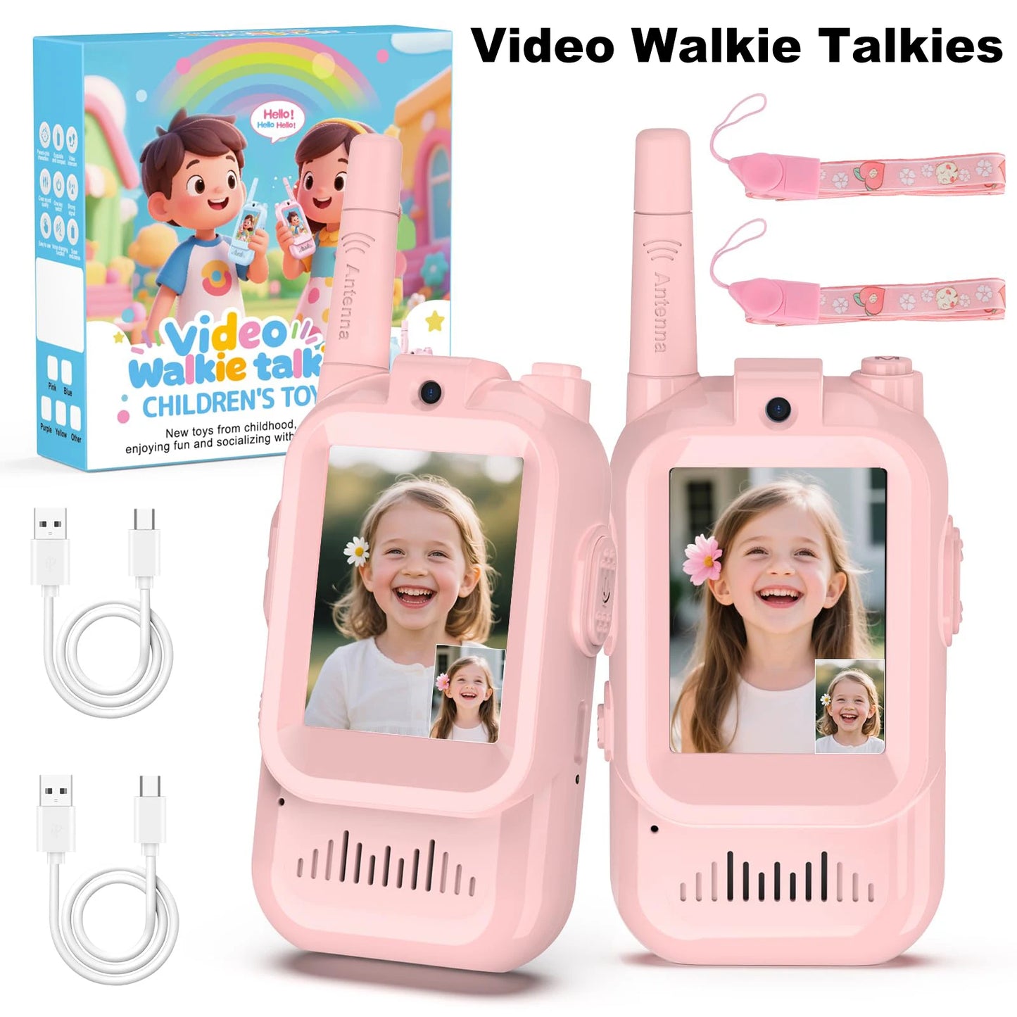 Kids Video Walkie Talkie with HD Screen – Rechargeable Intercom Set