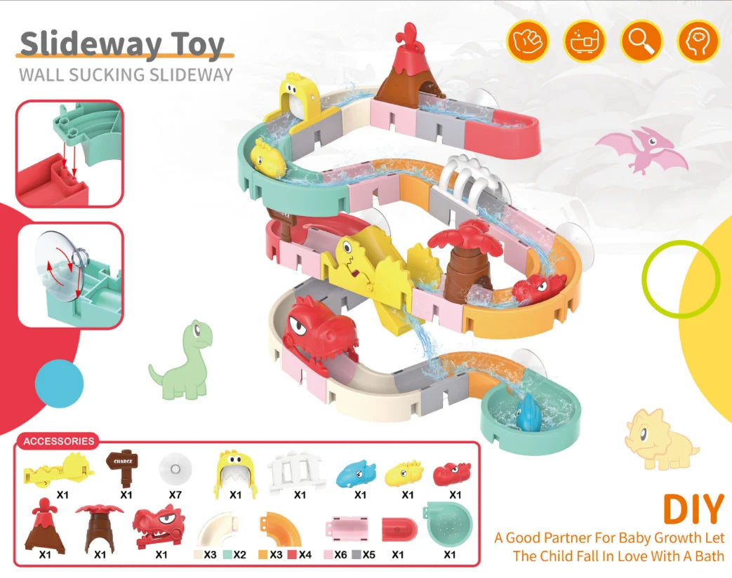 DinoSplash DIY Bath Slide Toy Set