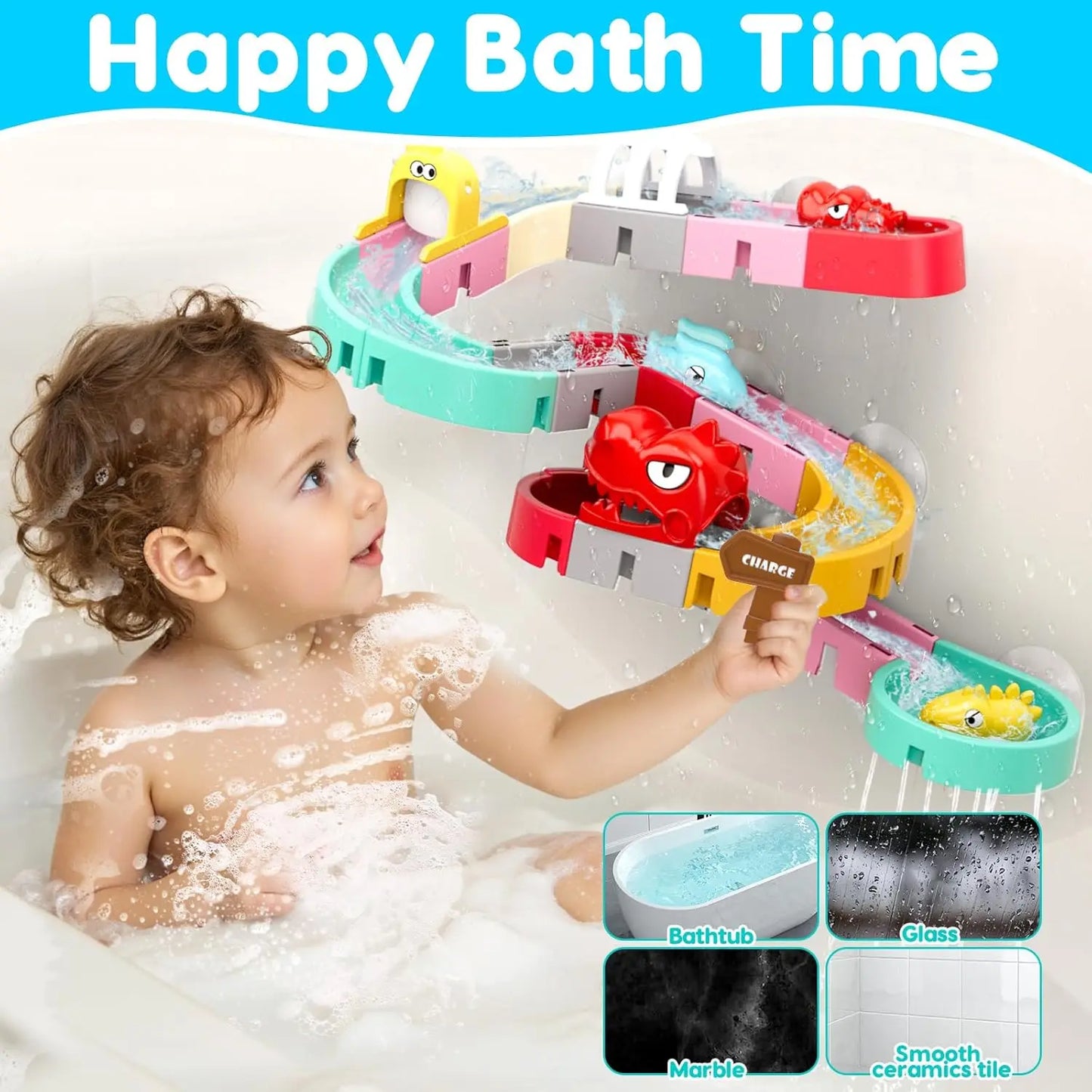 DinoSplash DIY Bath Slide Toy Set