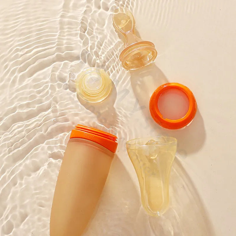SqueezeFeeder Baby Silicone Feeding Bottle with Spoon