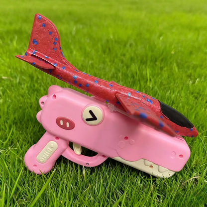 AeroDino Launcher Foam Plane Gun | One-Click Ejection Dinosaur Aircraft Toy
