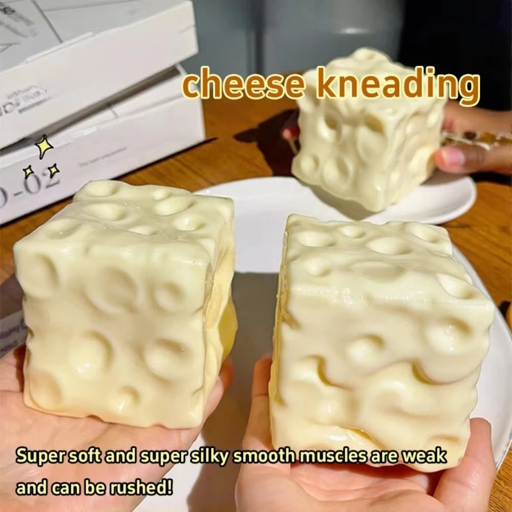 Jumbo Cheese Cube Stress Ball – Giant Cheese Squeeze & Fidget Toy 🧀✨