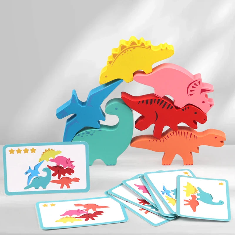 Wooden Dinosaur Stacking Balance Game for Kids