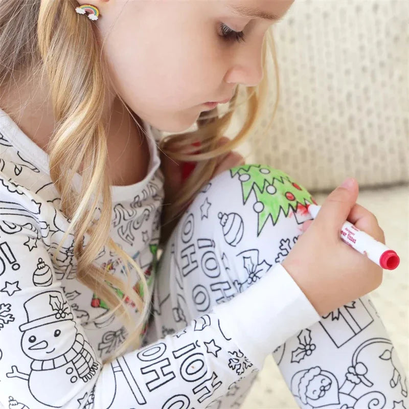 Colour Your Own Christmas Pyjamas – Kids 2-Piece Set 🎄🎨