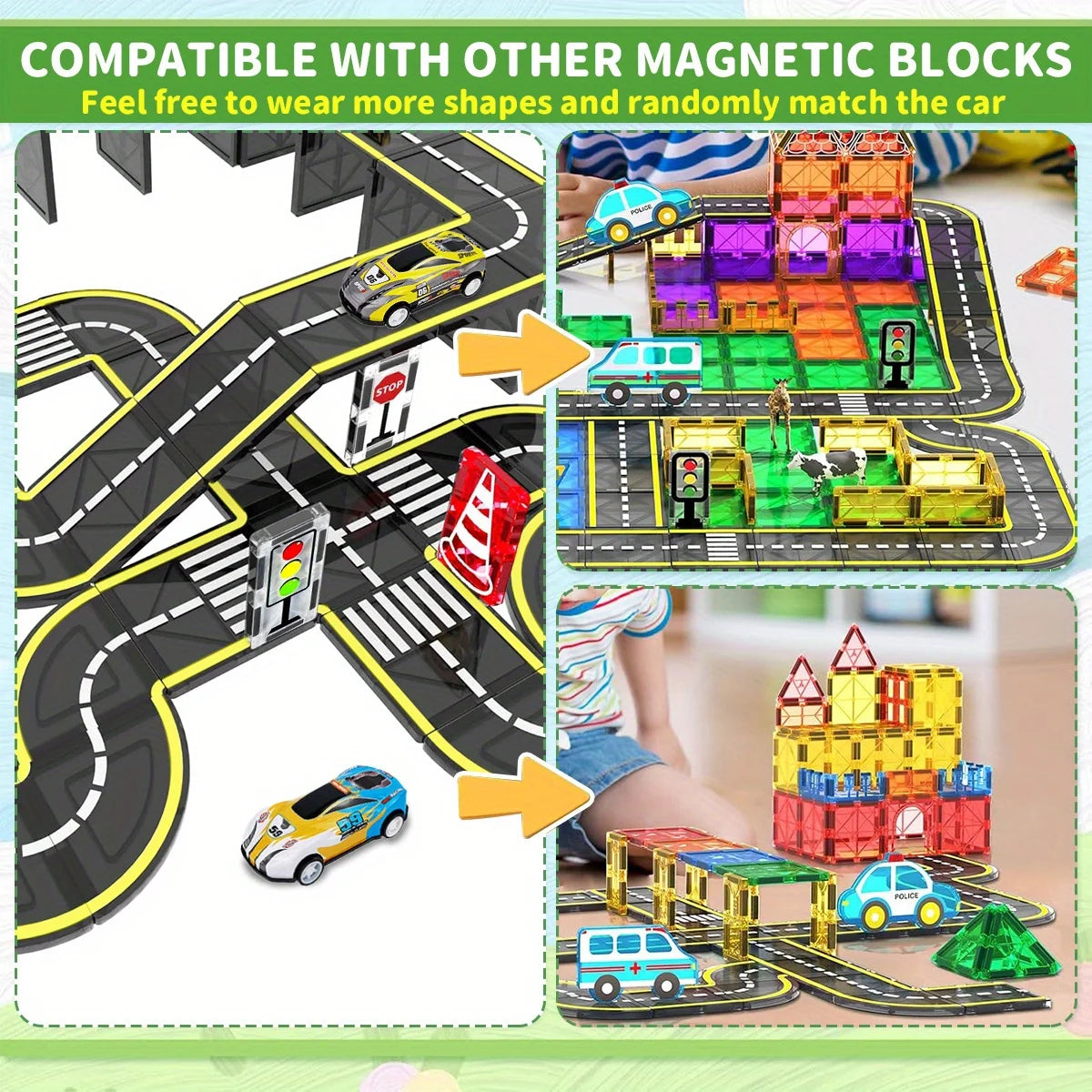Magnetic Crane Car Building Set – Creative STEM Construction Toy for Kids