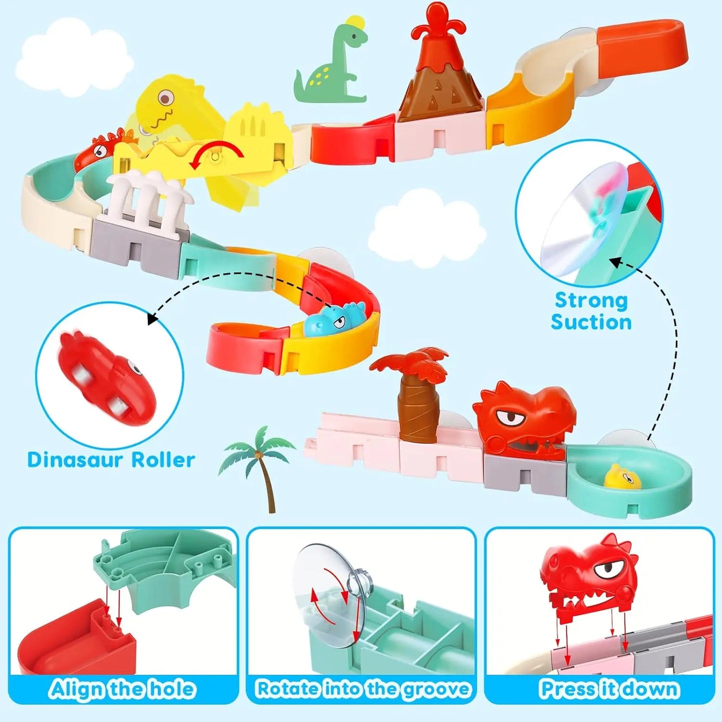 DinoSplash DIY Bath Slide Toy Set