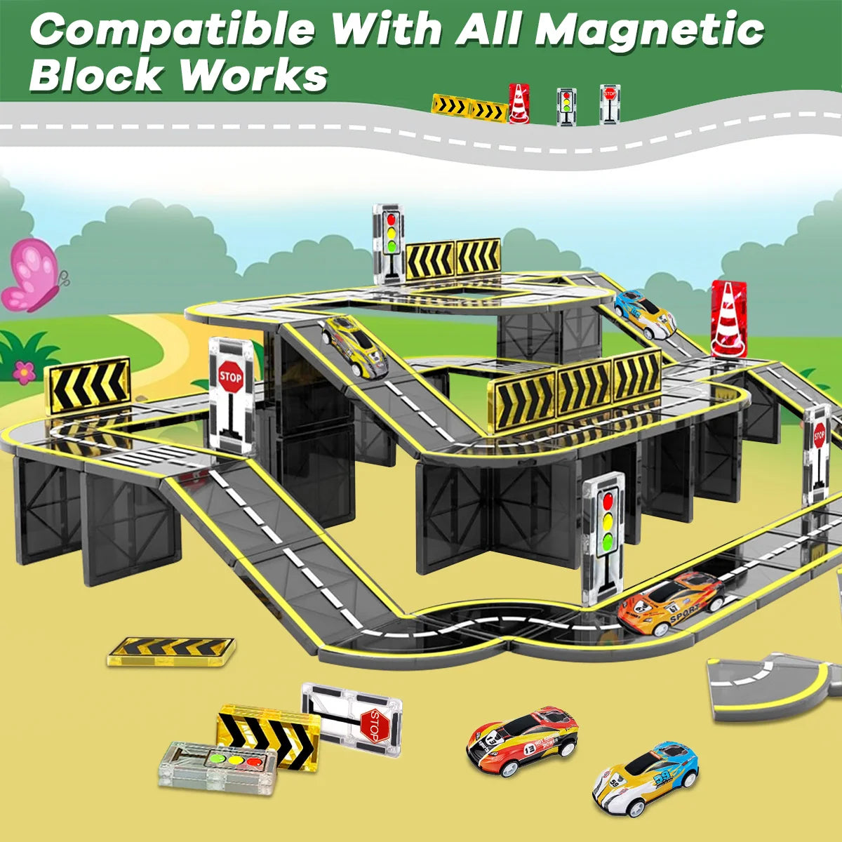 Magnetic Crane Car Building Set – Creative STEM Construction Toy for Kids