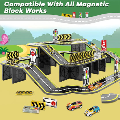 Magnetic Crane Car Building Set – Creative STEM Construction Toy for Kids