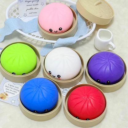 Giant Dumpling Squeeze Toy – Soft Squishy Fidget with Bamboo Steamer 🥟✨