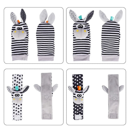 Baby Rattle Socks & Wrist Rattles – Cute Animal Foot Finder Set