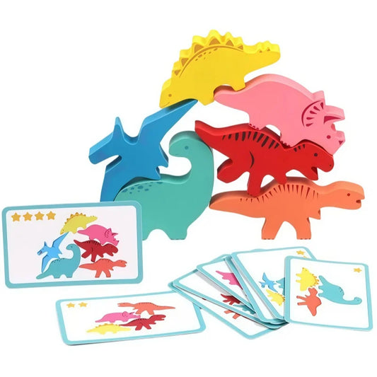 Wooden Dinosaur Stacking Balance Game for Kids