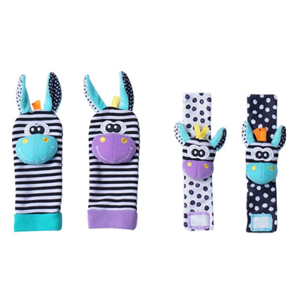 Baby Rattle Socks & Wrist Rattles – Cute Animal Foot Finder Set