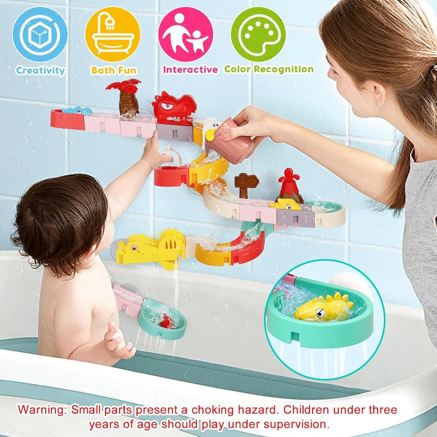 DinoSplash DIY Bath Slide Toy Set