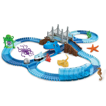 Shark Track Adventure – Flexible Race Track with Light-Up Car