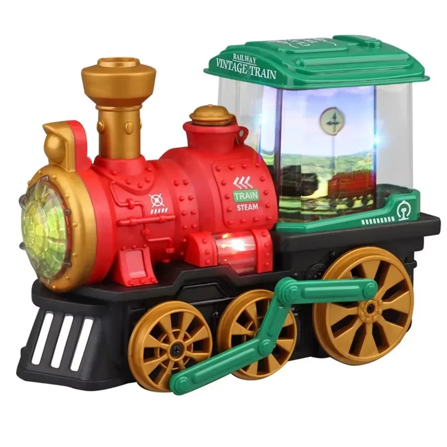 Electric Steam Spray Train Toy with Lights, Sound & Smoke