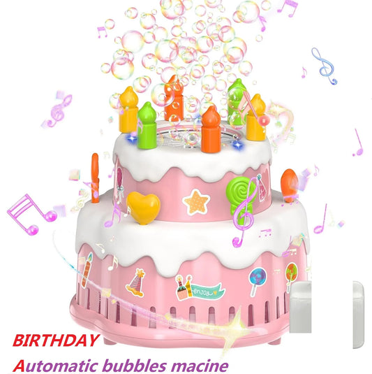 BubbleCake LED Birthday Bubble Machine with Music