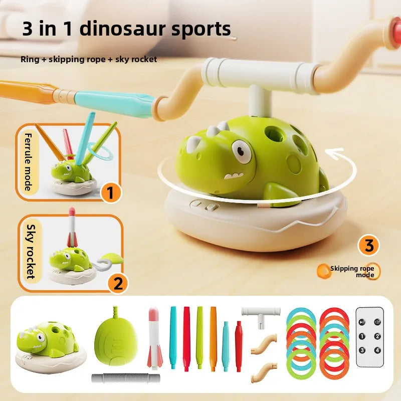 DinoJump 3-in-1 Outdoor Sports Game Set for Kids | Jump Ring, Skipping Rope & Rocket Launcher Toy