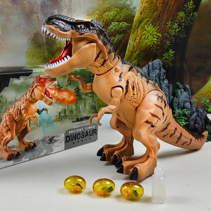 Walking & Egg-Laying Dinosaur Toy with Lights & Spray