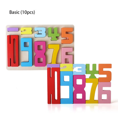 Montessori Wooden Puzzle Blocks – Stacking, Counting & Brain-Building Fun