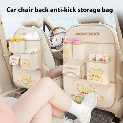 Cute Animal Car Seat Back Organiser – Kids Travel Storage 🐻🚗✨