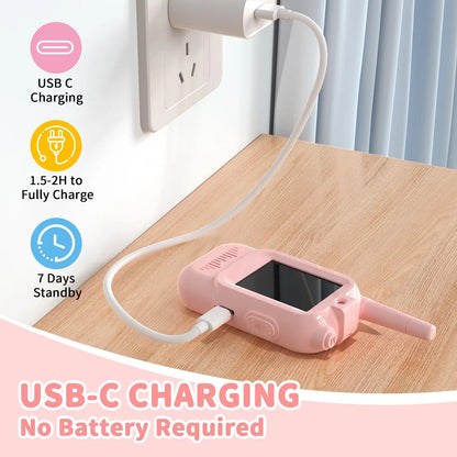 Kids Video Walkie Talkie with HD Screen – Rechargeable Intercom Set