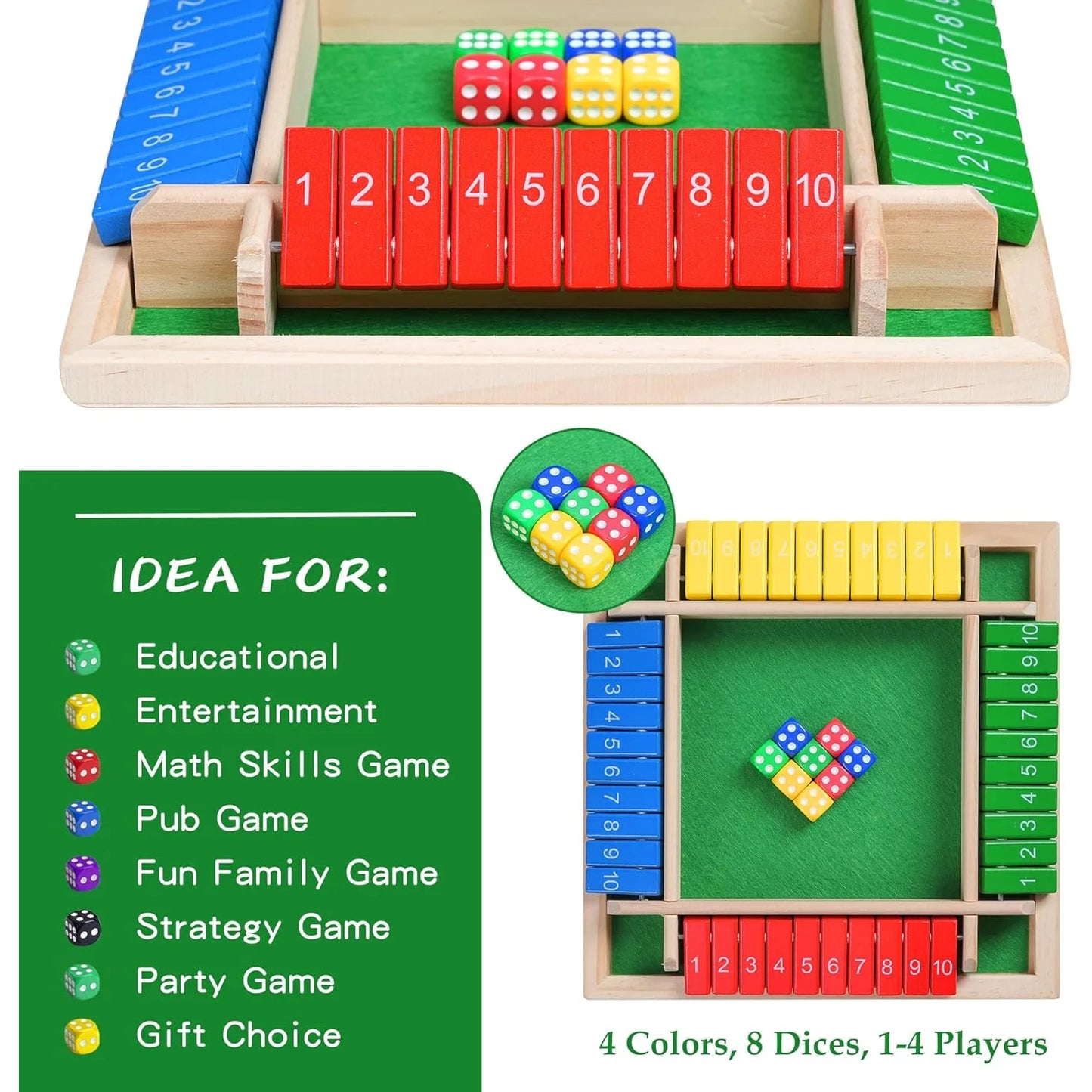 NumberFlip - Wooden Arithmetic Dice Game